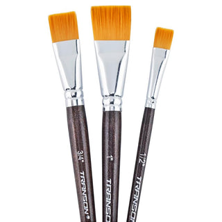 Transon Flat Paint Brush Set 3pcs for Acrylic Watercolor Gouache Oil and Body Painting