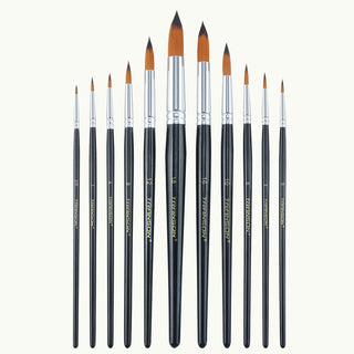 Synthetic Bristle 11pcs Round Paint Brush Basic Set