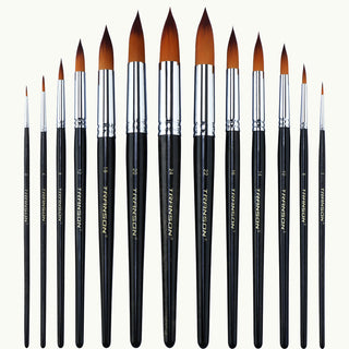 Round Paint Brush 13pcs Synthetic Bristle Complete Set