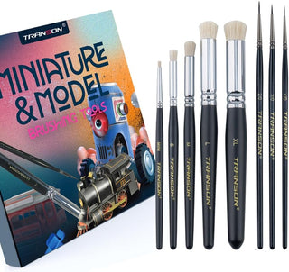 8pcs Miniature Painting Dry Brush Set with 5 Drybrushes and 3 Small Detail Brushes