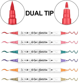 TRANSON 36 Colors Acrylic Paint Marker Pen Set Fine and Brush Dual-tip