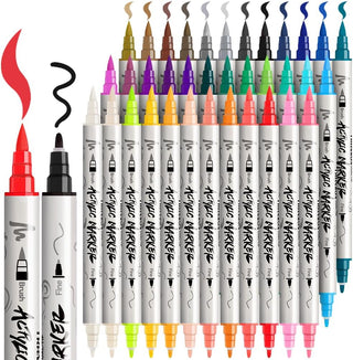 TRANSON 36 Colors Acrylic Paint Marker Pen Set Fine and Brush Dual-tip