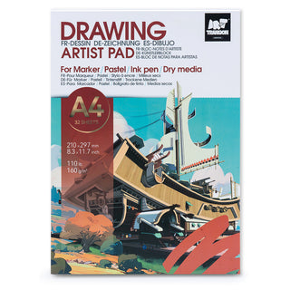 TRANSON Artist Mix Media Sketchbook Marker Pad, 8.3”x11.7” 32 Sheets A4 Art Papers, 110lb/160gsm