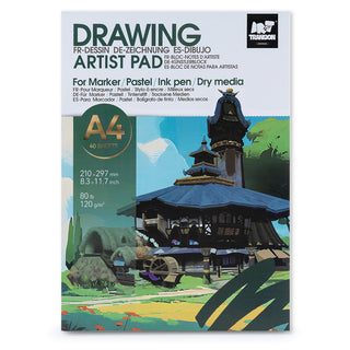 TRANSON Artist Mix Media Sketchbook Marker Pad, 8.3”x11.7” 40 Sheets A4 Art Papers, 80lb/120gsm