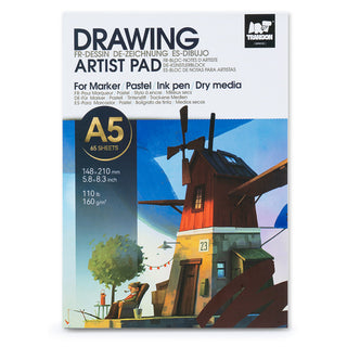 TRANSON Artist Mix Media Sketchbook Marker Pad, 5.8”x8.3” 65 Sheets A5 Art Papers, 110lb/160gsm