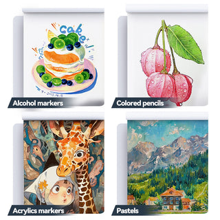 TRANSON Artist Mix Media Sketchbook Marker Pad, 5.8”x8.3” 65 Sheets A5 Art Papers, 110lb/160gsm