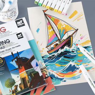 TRANSON Artist Mix Media Sketchbook Marker Pad, 5.8”x8.3” 65 Sheets A5 Art Papers, 110lb/160gsm