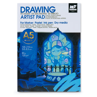 TRANSON Artist Mix Media Sketchbook Marker Pad, 5.8”x8.3” 80 Sheets A5 Art Papers, 80lb/120gsm