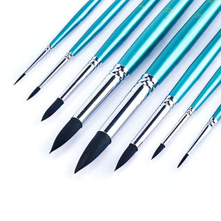 Artage Round Paint Brush Set 8pcs Velvet Touch for Watercolor Gouache Acrylic Ink Tempera Painting Artage