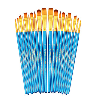 Transon 2-Pack 20pcs Art Painting Brush Set for Acrylic Watercolor Gouache Hobby Painting Blue Color Paintbrush TRANSON