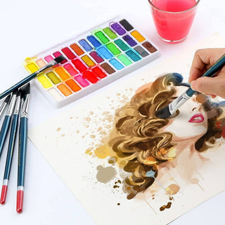 Transon 7pcs Natural Watercolor Paint Brush Set Professional for Watercolor Acrylic Ink Gouache Tempera Paintbrush TRANSON