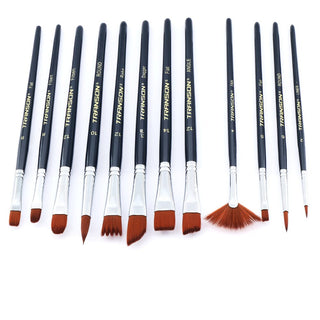 Transon Assorted Artist Painting Brush Set 12pcs Versatile for Acrylic Watercolor Gouache and Oil Paintbrush TRANSON