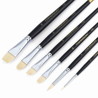 Transon Paint Brush Set 6pcs Art Painting Synthetic Bristle for Acrylic Watercolor Gouache Oil Leather Canvas and Face Painting Paintbrush TRANSON 