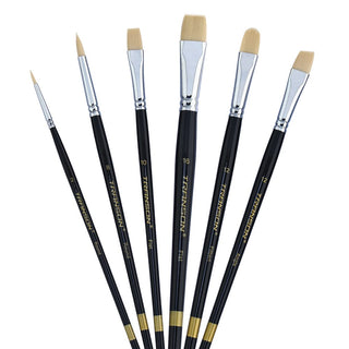 Transon Paint Brush Set 6pcs Art Painting Synthetic Bristle for Acrylic Watercolor Gouache Oil Leather Canvas and Face Painting Paintbrush TRANSON