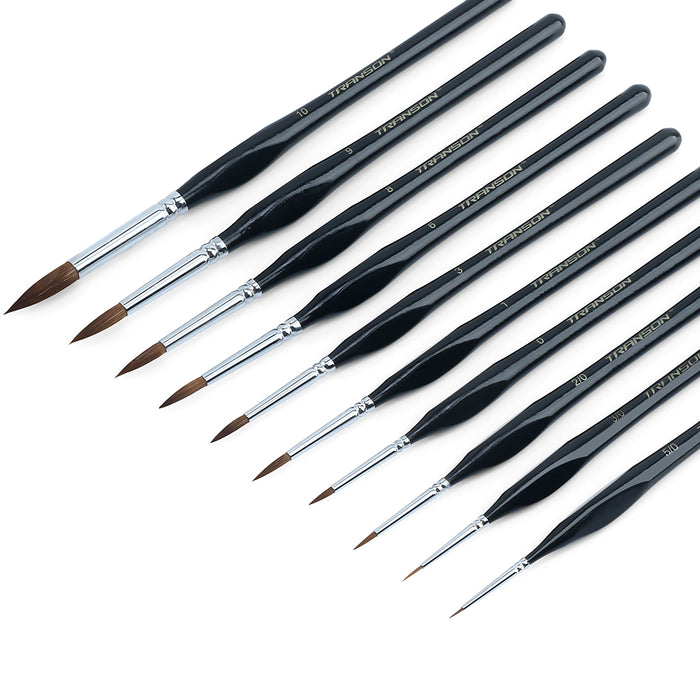 Transon 10pcs Miniature Model Natural Hair Round Painting Brush Set for Warhammer 40k Detail Art Painting Watercolor Painting Acrylic Painting Gouache and Ink Painting