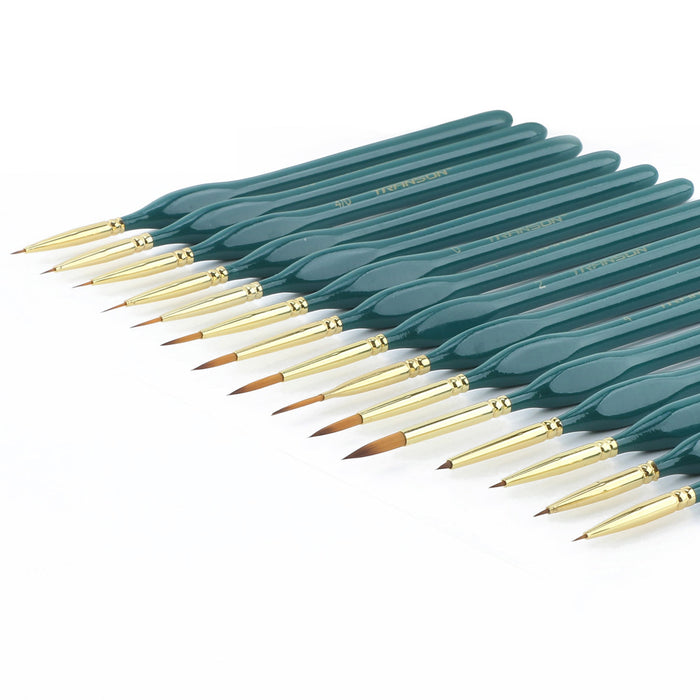 Transon 15-Piece Fine Detail Miniature Painting Brush Set for Acrylics, Watercolors, Crafts, Rocks & Face Painting
