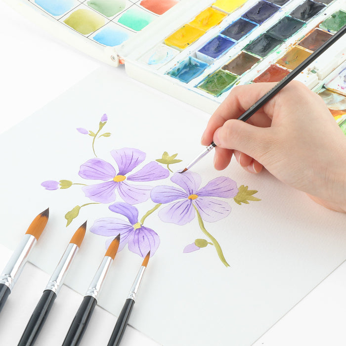 Transon 11pcs Round Paint Brush Basic Set Synthetic Bristle for Acrylic Watercolor Gouache and Oil Painting
