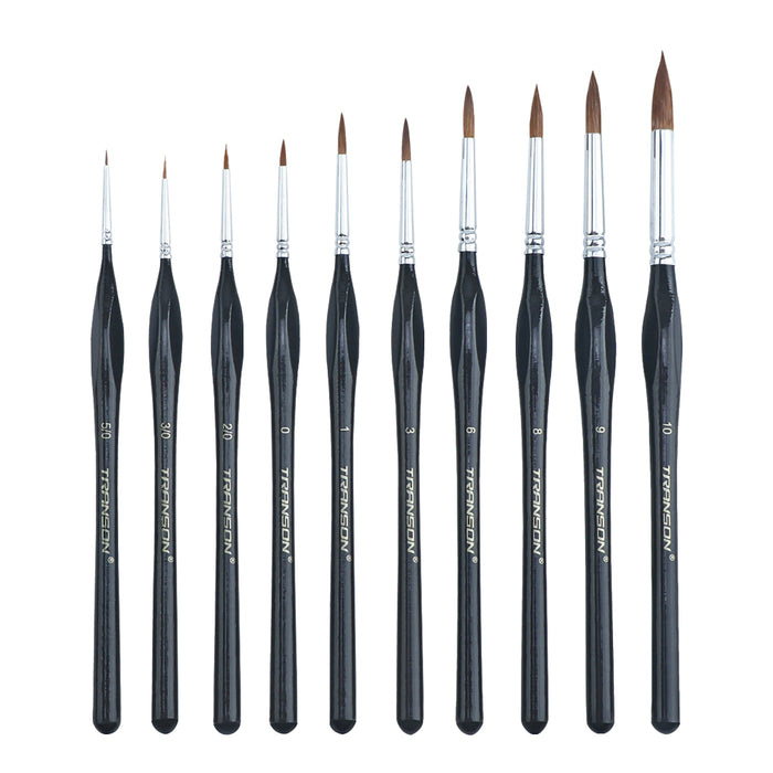 Transon 10pcs Miniature Model Natural Hair Round Painting Brush Set for Warhammer 40k Detail Art Painting Watercolor Painting Acrylic Painting Gouache and Ink Painting