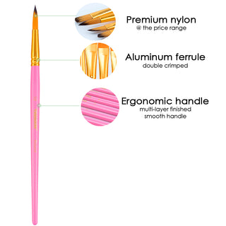 Transon Artist Paint Brush Set of 12 for Acrylic Watercolor Gouache Oil Craft Painting Pink