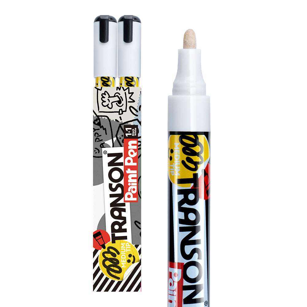 TRANSON 2 White Permanent Paint Markers Oil Based Waterproof Medium Ti ...