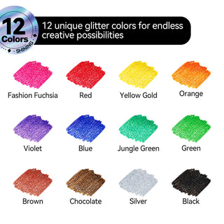 TRANSON Glitter Gel Pen 12 Colors Set for Sparkling Writing Journals Scrapbook DIY Projects and Art Creatives