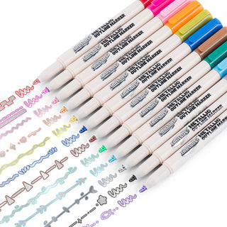 TRANSON Metallic Marker Art Pens with Colorful Outline and Shimmering Effect