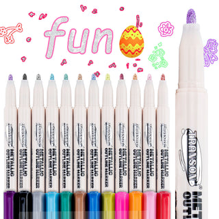 TRANSON Metallic Marker Art Pens with Colorful Outline and Shimmering Effect