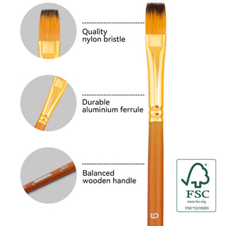 Transon 16 pcs Artist Paint Brush Set Versatile for Acrylic Painting Watercolor Painting Gouache Painting Brown Color