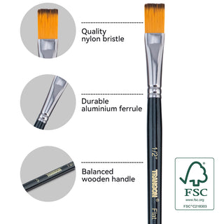 Transon 16 pcs Artist Paint Brush Set Versatile for Acrylic Painting Watercolor Painting Gouache Painting Black Color