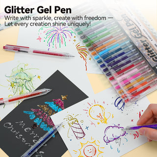 TRANSON Glitter Gel Pen 22 Colors Set for Sparkling Writing Journals Scrapbook DIY Projects and Art Creatives