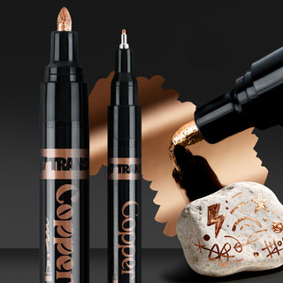 TRANSON 2pcs Liquid Chrome Markers with Copper Paint Pens Medium and Fine Tips with Mirror Effect for Drawing, DIY, Touch-ups, Models and Craft Art Projects
