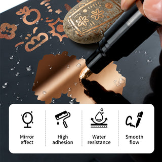 TRANSON 2pcs Liquid Chrome Markers with Copper Paint Pens Medium and Fine Tips with Mirror Effect for Drawing, DIY, Touch-ups, Models and Craft Art Projects