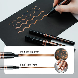 TRANSON 2pcs Liquid Chrome Markers with Copper Paint Pens Medium and Fine Tips with Mirror Effect for Drawing, DIY, Touch-ups, Models and Craft Art Projects