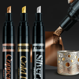 TRANSON 3pcs Liquid Chrome Markers with Gold, Silver and Copper Paint Pens Broad Tips with Mirror Effect for Drawing, DIY, Touch-up, Models and Craft Art Projects