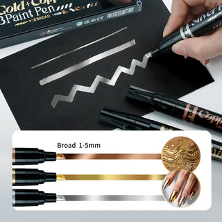 TRANSON 3pcs Liquid Chrome Markers with Gold, Silver and Copper Paint Pens Broad Tips with Mirror Effect for Drawing, DIY, Touch-up, Models and Craft Art Projects