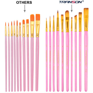 Transon 20pcs Bulk Artist Paint Brush Set for Acrylic Watercolor Gouache Hobby Craft Face Painting Pink
