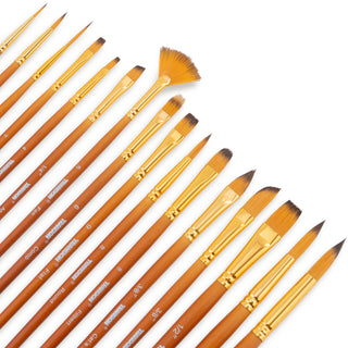 Transon 16 pcs Artist Paint Brush Set Versatile for Acrylic Painting Watercolor Painting Gouache Painting Brown Color