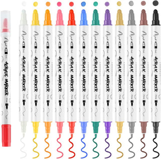 TRANSON 12 Color Dual-tip Acrylic Paint Pen Set