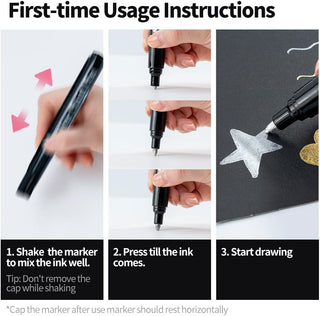 TRANSON 2pcs Liquid Chrome Markers with Silver Paint Pens Medium and Fine Tips with Mirror Effect