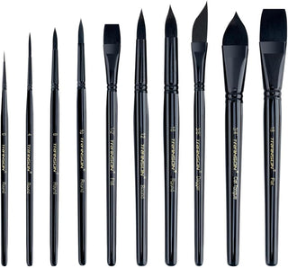 Transon 10pcs Natural Watercolor Paint Brush Set