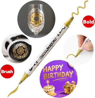 TRANSON 4 Silver and 4 Gold Paint Markers Brush and Bold Dual-tip Acrylic Paint Marker Set
