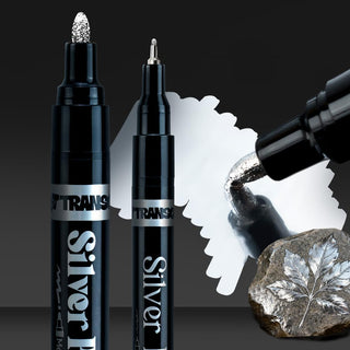 TRANSON 2pcs Liquid Chrome Markers with Silver Paint Pens Medium and Fine Tips with Mirror Effect