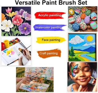 Transon Artist Paint Brush Set of 12 for Acrylic Watercolor Gouache Oil Craft Painting Pink