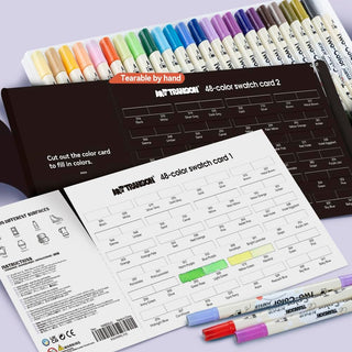 TRANSON 48 Colors Acrylic Paint Marker Set, 24 Pieces of Dual-tip Acrylic Paint Pens with Brush Tips