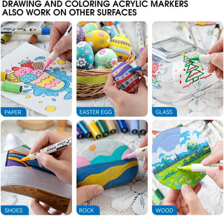 TRANSON 80 Colors Acrylic Paint Marker Set, 40 Pieces of Dual-tip Acrylic Paint Pens with Brush Tips Versatile