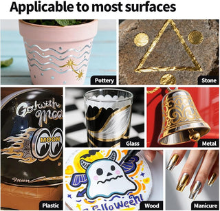 TRANSON 4pcs Liquid Chrome Markers with 2 Gold Paint Pens and 2 Silver Paint Pens Include Medium and Fine Tips