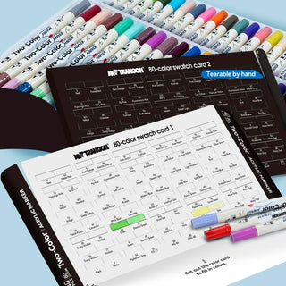 TRANSON 80 Colors Acrylic Paint Marker Set, 40 Pieces of Dual-tip Acrylic Paint Pens with Brush Tips Versatile