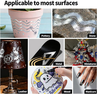 TRANSON 2pcs Liquid Chrome Markers with Silver Paint Pens Medium and Fine Tips with Mirror Effect