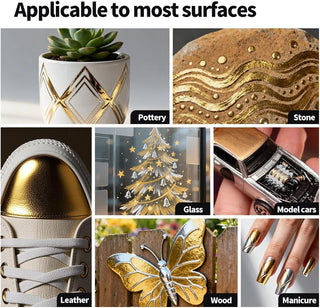 TRANSON 2pcs Liquid Chrome Markers with Gold Paint Pens Medium and Fine Tips with Mirror Effect