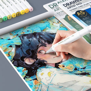 TRANSON Artist Mix Media Sketchbook Marker Pad, 8.3”x11.7” 40 Sheets A4 Art Papers, 80lb/120gsm